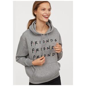 H&M 'Friends' Sweatshirt Embroidered Grey Hoodie